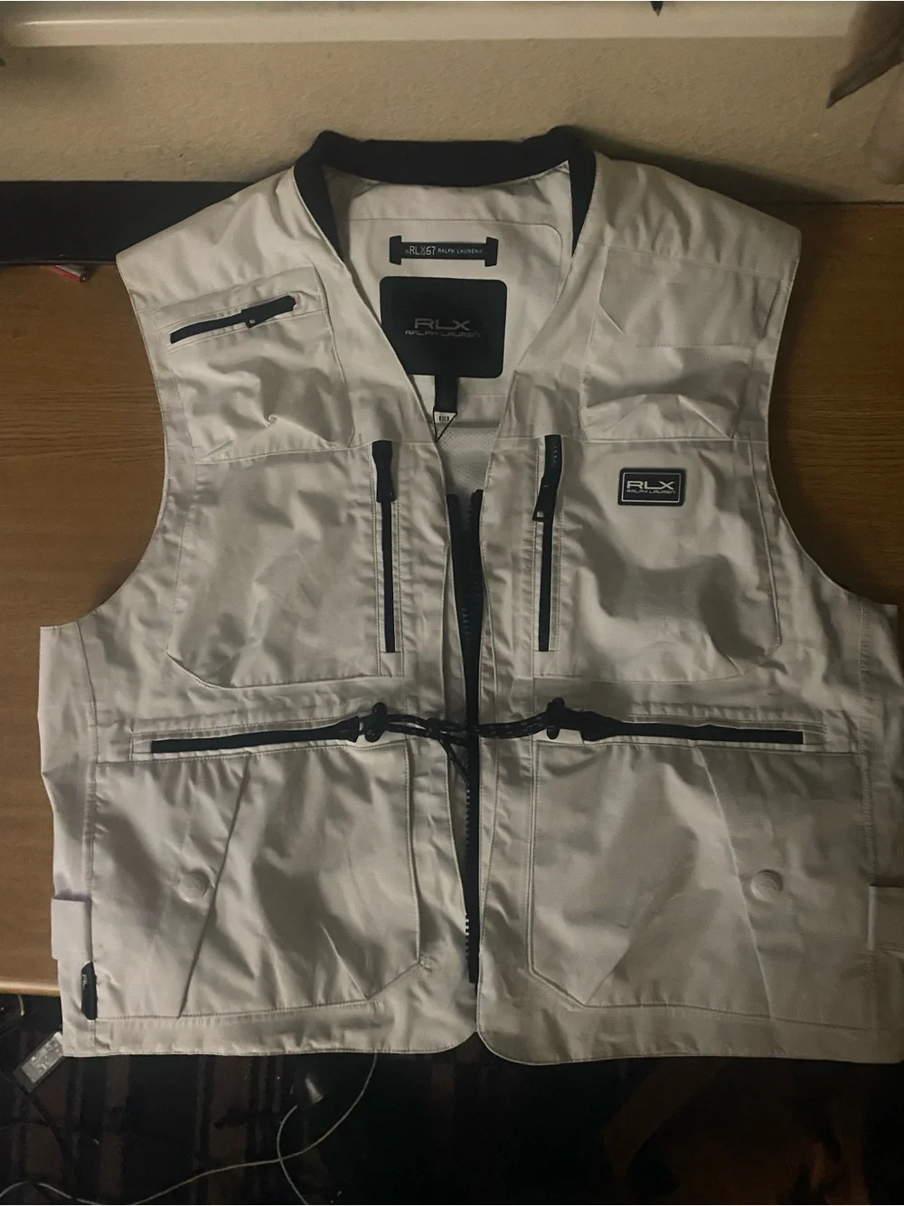 NWT RLX Ralph Lauren Brendan Ripstop Cargo Utility Vest White Size L